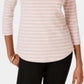 Charter Club Women's Petite Pima Cotton Button-Shoulder Striped Top Pink Size Petite Small