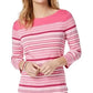 Charter Club Women's Pima Cotton Button-Shoulder Striped Top Billt Ribbon Cmb Size Petite Petite