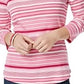 Charter Club Women's Pima Cotton Button-Shoulder Striped Top Billt Ribbon Cmb Size Petite Petite