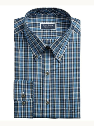 Club Room Men's Regular Fit Button Down Collar Dress Shirts Navy Size 17-34-35