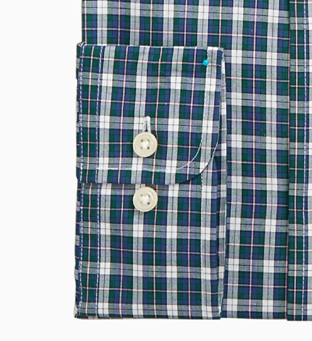Club Room Men's Dress Shirt Regular Fit Plaid Print Green Size 18X34X35