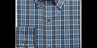 Club Room Men's Dress Shirt Plaid Performance Tartan Navy Size 15.5x32-33