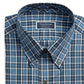 Club Room Men's Classic Fit Stretch Blackwatch Tartan Dress Shirt Navy Size 17-32-33