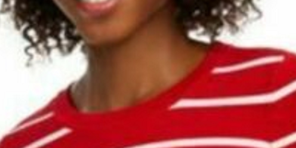 Maison Jules Women's Striped Bow-Trim Sweater Bright Red Size Extra Small