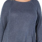 INC International Concepts Women's Waffle-Knit Side-Zip Tunic Sweater Blue Size Petite Large