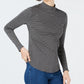 Charter Club Women's Cotton Striped Mock-Neck T-Shirt Dark Gray Size X-Large
