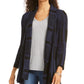 Style & Co Women's Plaid Jacquard Cardigan Sweater  Dark Blue Size Extra Small