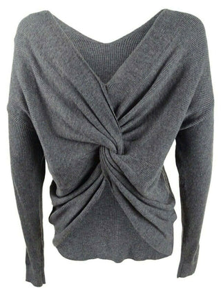 Bar III Women's Wear 2 Ways Twist Sweater Gray Size 2 Extra Large