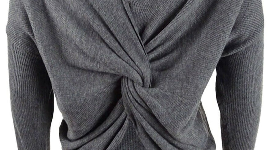 Bar III Women's Wear 2 Ways Twist Sweater Grey Size Small