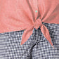 Charter Club Women's Linen Tie-Front Button-Up Shirt Orange Size Extra Large