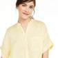 Charter Club Women's Linen Tie-Front Button-Up Shirt  Yellow Size Small