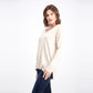 Maison Jules Women's Cotton V-neck Sweater Beig Heather 2 Size X-Large