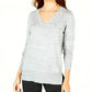 Maison Jules Women's Cotton V-Neck Tunic Sweater Gray Size Extra Small