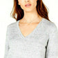 Maison Jules Women's Cotton V-Neck Tunic Sweater Gray Size Extra Small