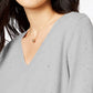 Maison Jules Women's Cotton V-Neck Tunic Sweater Gray Size Medium