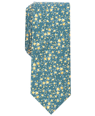 Bar III Men's Watercolor Floral Print Skinny Tie Navy Size Regular