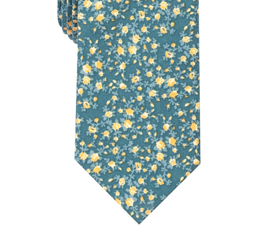 Bar III Men's Watercolor Floral Print Skinny Tie Navy Size Regular
