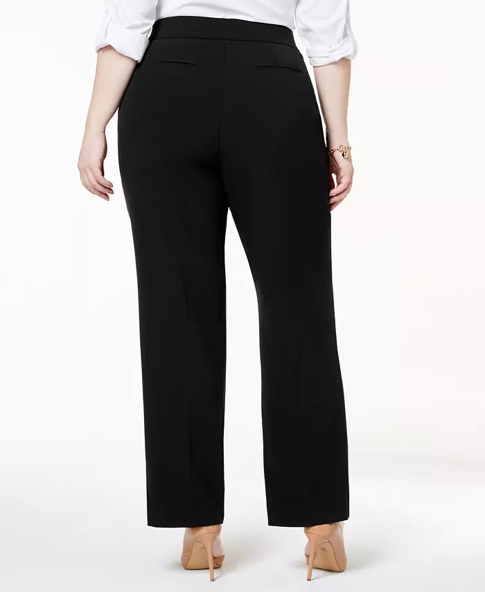 JM Collection Women's Collection Plus & Petite Plus Size Curvy-Fit Straight-Leg Pants  Black Size 22