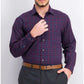 Club Room Men's Classic Regular Fit Stretch Twill Houndstooth Plaid Dress Shirt Purple Size 18x36-37