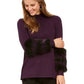 Alfani Women's Faux Fur Trim Sweater Purple Size Petite Small