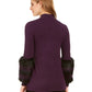 Alfani Women's Faux Fur Trim Sweater Purple Size Petite Small