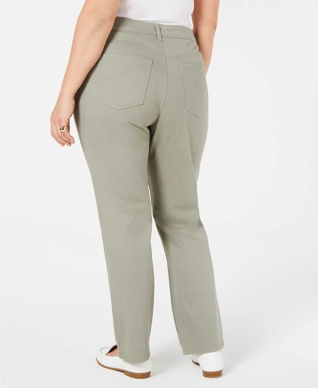 Charter Club Womne's Plus Size Twill Lexington Pants Green Size 28W