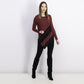 Alfani Women's Asymmetrical Striped Sweater Malbec / Black Size Medium