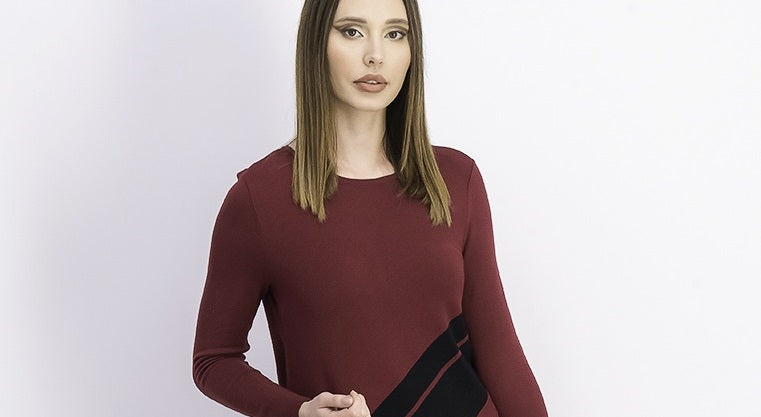 Alfani Women's Asymmetrical Striped Sweater Malbec / Black Size Medium