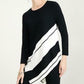 Alfani Women's Petite Striped Asymmetrical Tunic Black Size Large