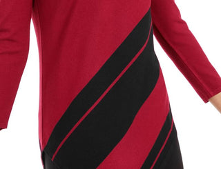 Alfani Women's Striped Asymmetrical Tunic Wine Size Petite Medium