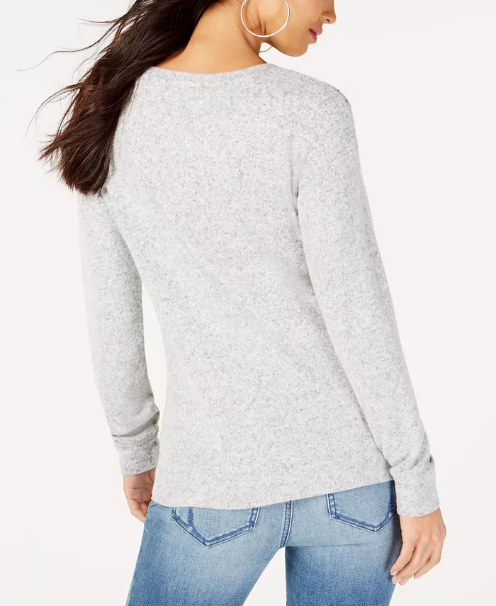 INC International Concepts Women's Sequined Knit Top  Gray Size 2 Extra Large