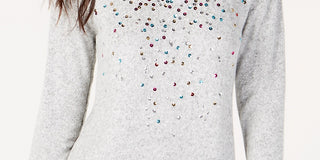 INC International Concepts Women's Sequined Knit Top Gray Size 2 Extra Large