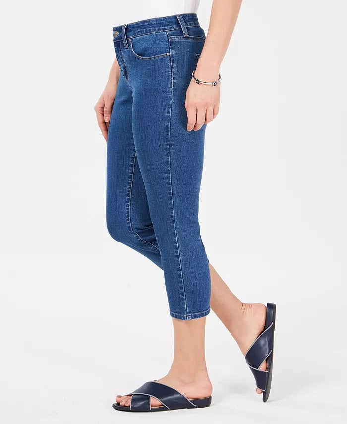 Charter Club Women's Tummy-Control Bristol Capri Jeans Blue Size 18