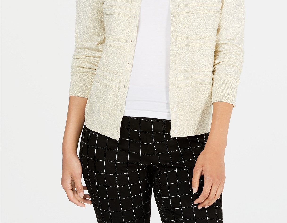 Charter Club Women's Textured Lurex Cardigan Sweater Brown Size XX-Large
