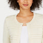Charter Club Women's Textured Lurex Cardigan Sweater Brown Size Extra Large