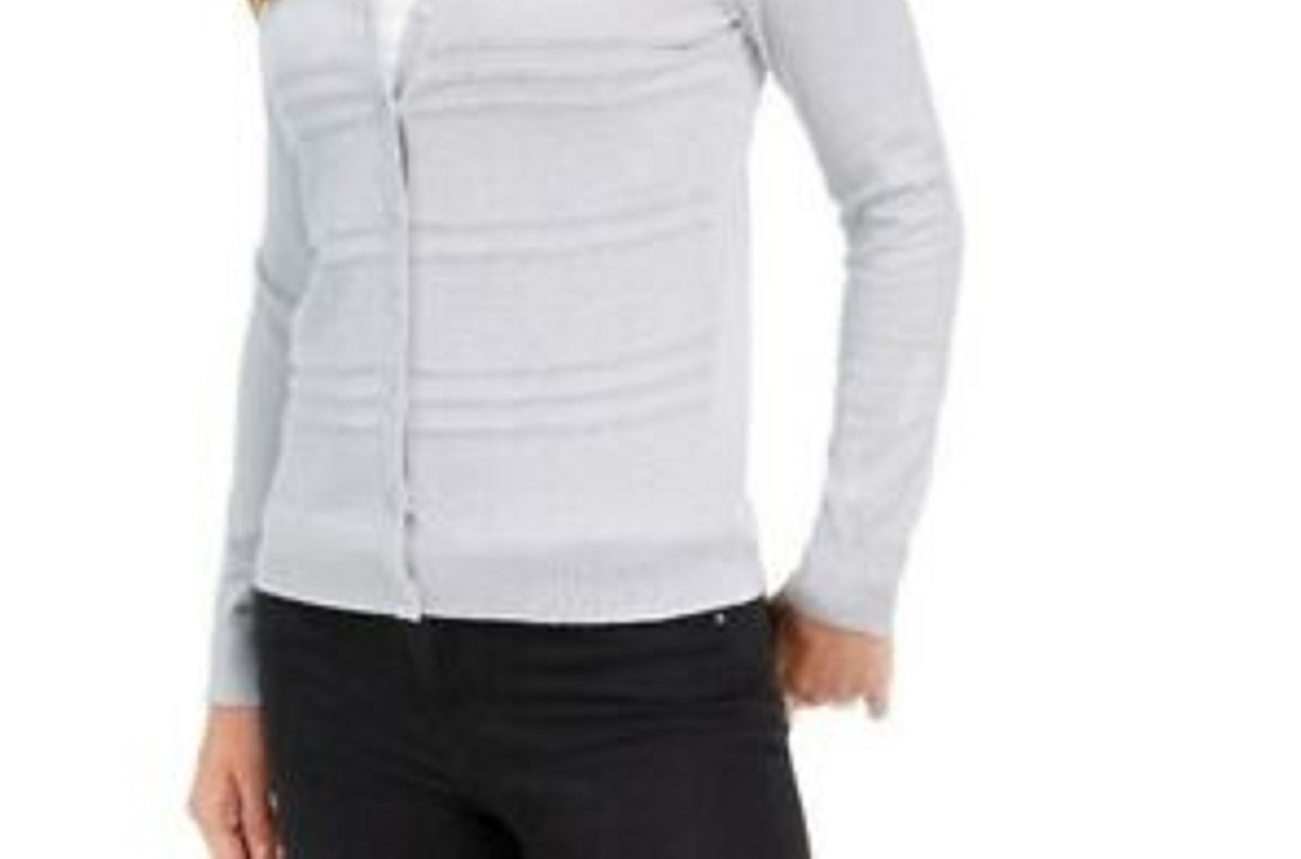 Charter Club Women's Textured Lurex Cardigan Sweater Gray Size 2 Extra Large