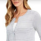 Charter Club Women's Textured Lurex Cardigan Sweater Gray Size Medium
