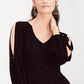 INC International Concepts Women's Petite Split-Sleeve Rhinestone-Button Top Black Size Medium