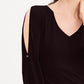 INC International Concepts Women's Petite Split-Sleeve Rhinestone-Button Top Black Size Medium