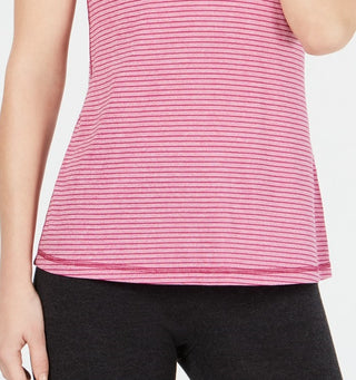 Ideology Women's Striped V-Neck T-Shirt  Pink Size Large