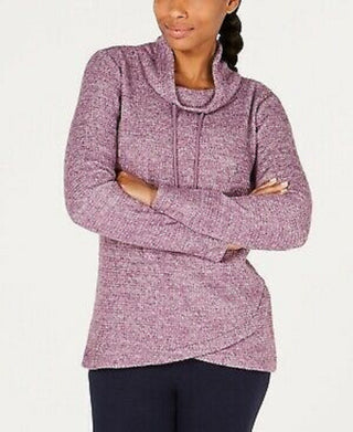 Ideology Women's Cowl-Neck Tulip-Hem Top Wine Size Small