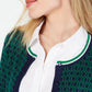 Charter Club Women's Patterned Cardigan Sweater Green Size Large