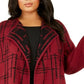 Alfani Women's Double-Knit Sweater Jacket Malbec Speckled Size Small