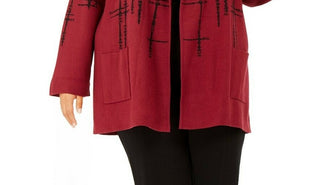 Alfani Women's Double-Knit Sweater Jacket Malbec Speckled Size Small