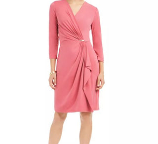 Charter Club Women's Hardware Faux Wrap Dress Dark Pink Size X-Large