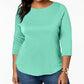 Charter Club Women's Plus Size Cotton Printed 3/4-Sleeve T-Shirt Green Size 1X