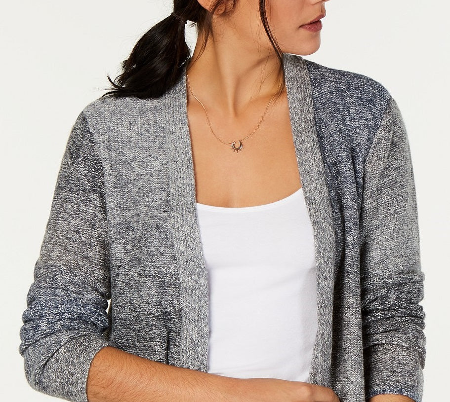 Style & Co Women's Ombre Open-Front Cardigan M Black Combo Black Size Medium