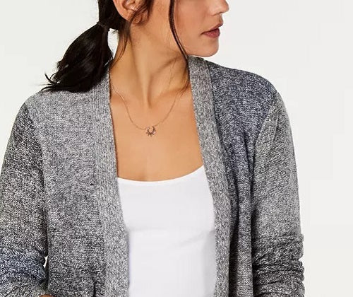 Style & Co Women's Ombre Open-Front Cardigan Black Size Small