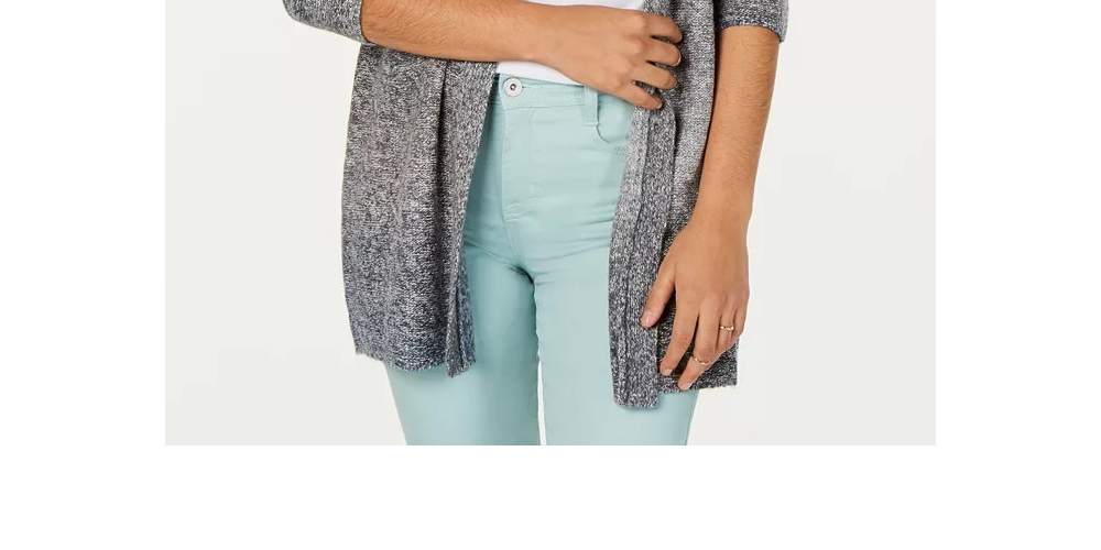 Style & Co Women's Ombre Open-Front Cardigan Black Size Small