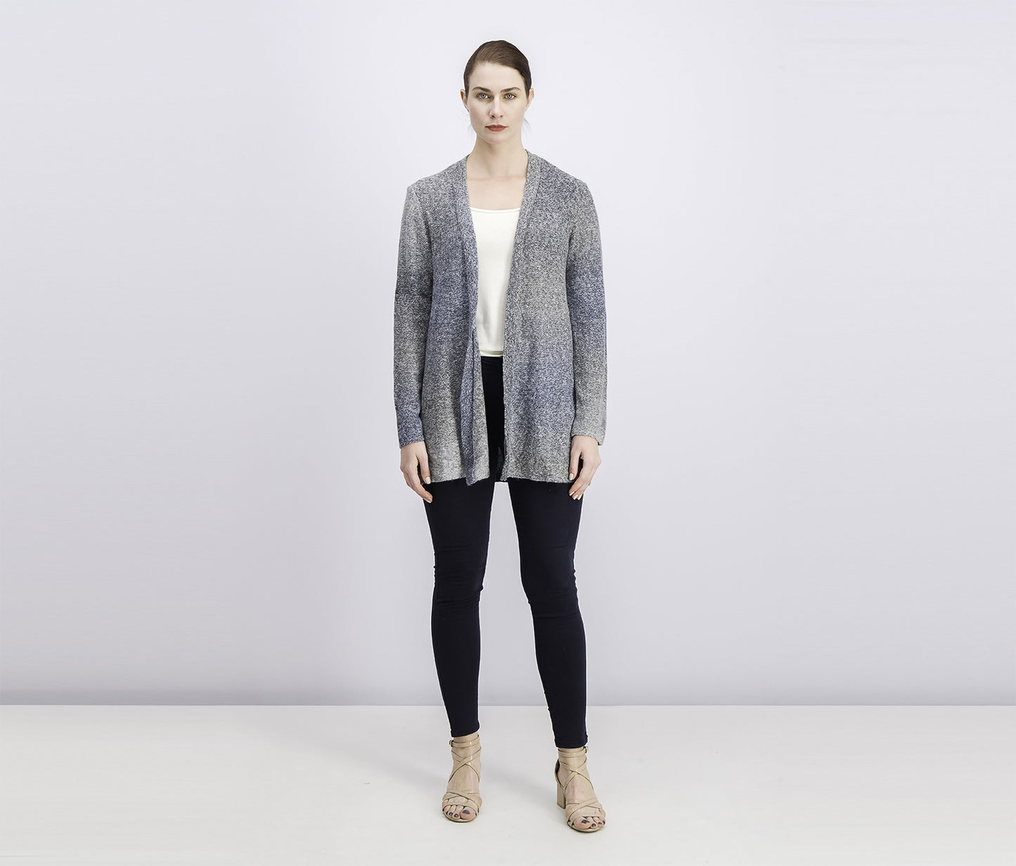 Style & Co Women's Ombre Open-Front Cardigan Black Size X-Small